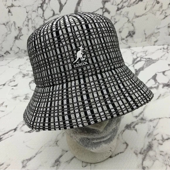 Men's Kangol Prep Plaid Black | Grey | White Lahinch Bucket Hat NWT