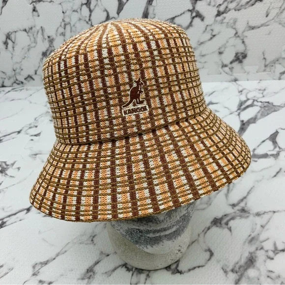 Men's Kangol Prep Plaid Gardenia | Wheat | Rust | Peach Lahinch Bucket Hat NWT