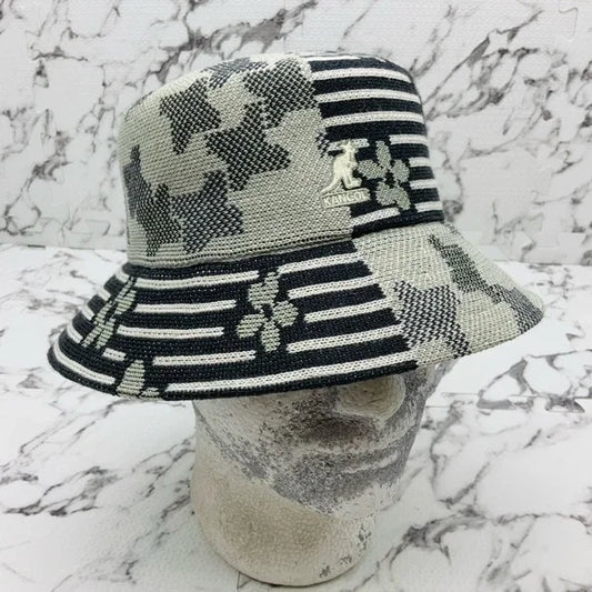 Men's Kangol Nature Flip Lt Grey | White Charcoal Bucket Hat NWT