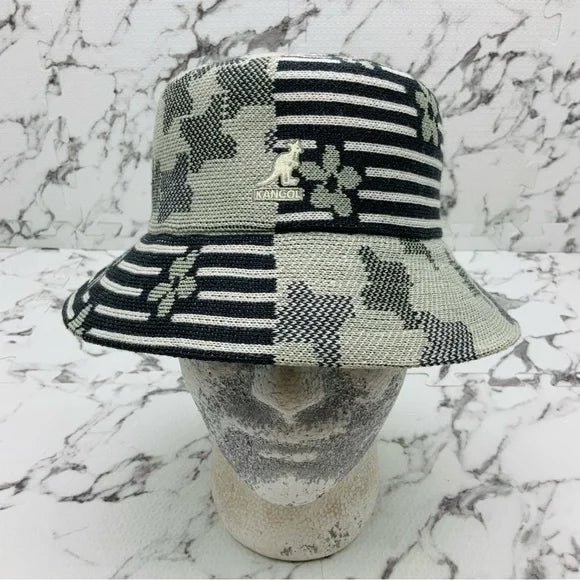 Men's Kangol Nature Flip Lt Grey | White Charcoal Bucket Hat NWT