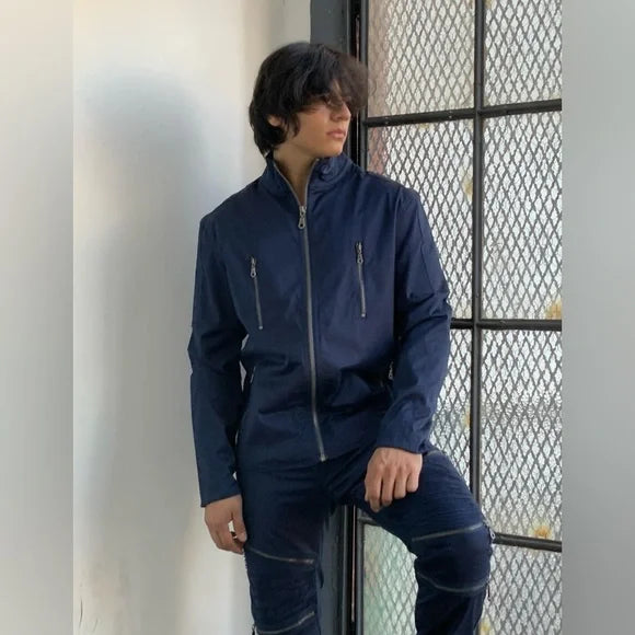Men’s Classic Navy Blue Full Zipped Casual Jacket NWT