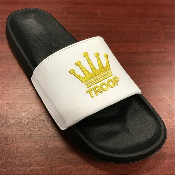 Men’s Troop Black | White | Gold Crown Slide NWT