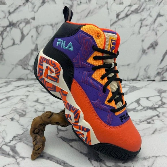 Men’s Fila MB Orange | Purple | Black | Gardenia Mid-Top Sneakers NWT