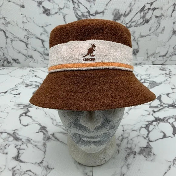 Men's Kangol Bermuda Stripe Brown | Bone | Peach Casual Bucket Hats NWT