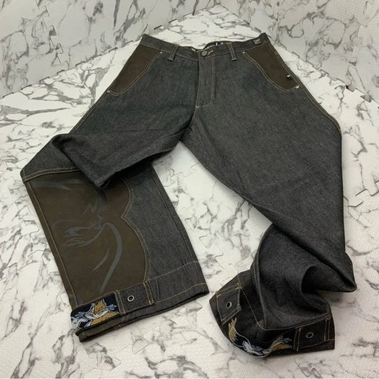 Men's Studio by Southpole Bugs Bunny Raw Black Wide Leg Denim Pants NWT