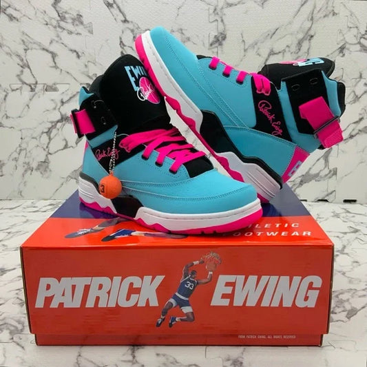 Men’s PATRICK EWING ATHLETICS 33 HI Bluefish | Black | Pink MIAMI Sneakers NWT