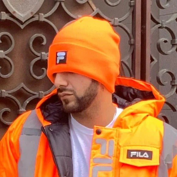 Men’s Fila Workwear High Visibility Orange Cuff Beanies NWT