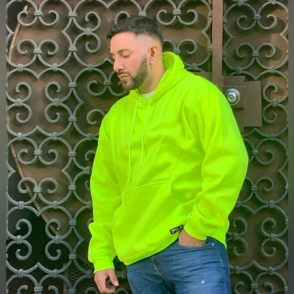 Men’s Fila Neon Lime Green High Visibility Pullover Hoodie NWT