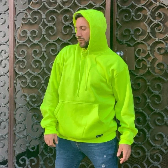 Men’s Fila Neon Lime Green High Visibility Pullover Hoodie NWT