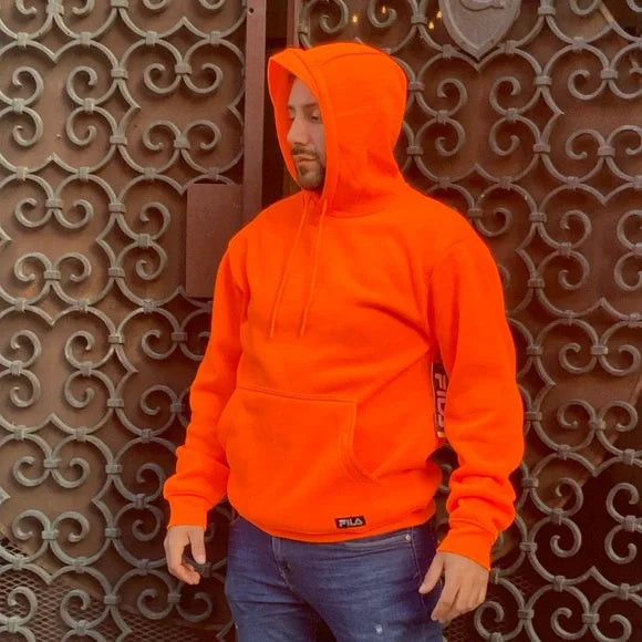 Men’s Fila Orange High Visibility Pullover Hoodie NWT