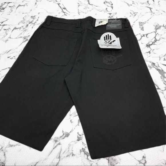 Men's Miskeen Jet Black | Blue | Grey Hand Painted Denim Shorts NWT