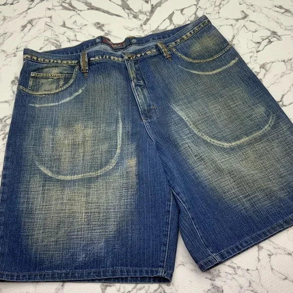 Men's Miskeen Dirty Vintage Blue Denim Shorts NWT