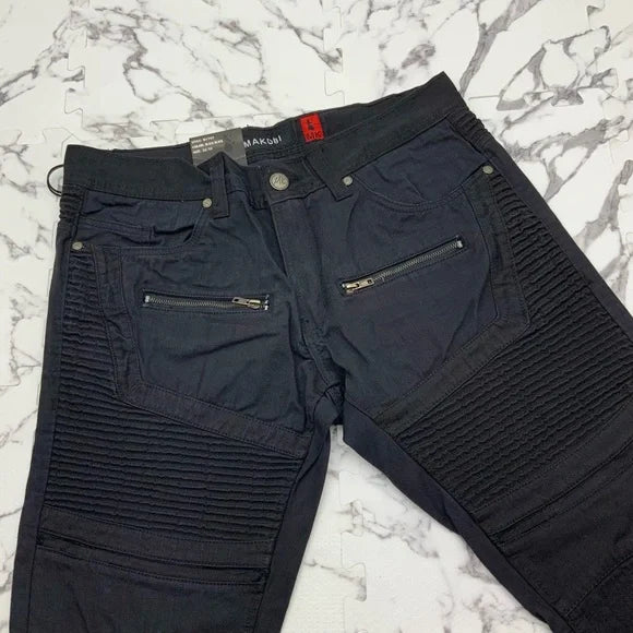 Men's Makobi Jet Black Zip Denim Shorts NWT