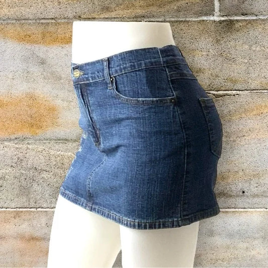 Women's Apple Bottoms Blue | Gold Denim Mini Skirts NWT