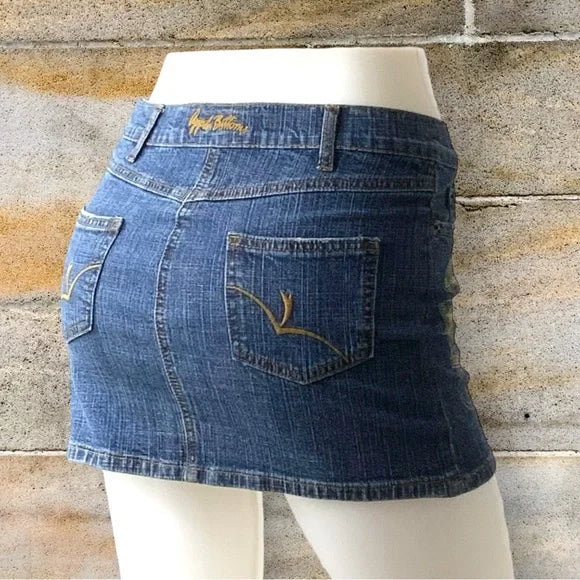 Women's Apple Bottoms Blue | Gold Denim Mini Skirts NWT