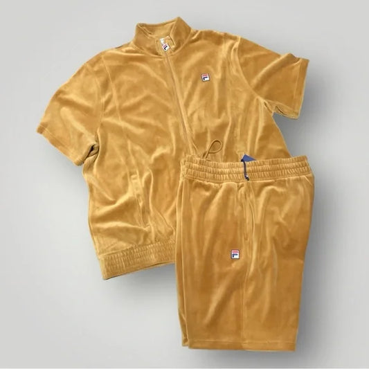 Men's Fila Wheat Velour Casual Short Set NWT