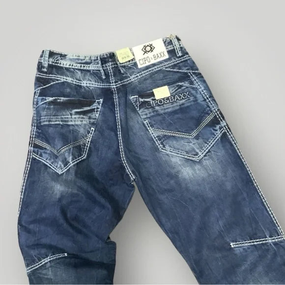 Men's Cipo & Baxx C-1198 Blue Regular Fit Denim Pants NWT