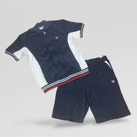 Men’s Fila Terry Cloth Navy | White | Red Short Set NWT