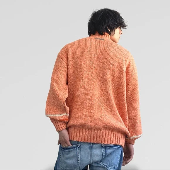 Men's Phat Farm Orange | Cream Turtleneck Sweater NWT