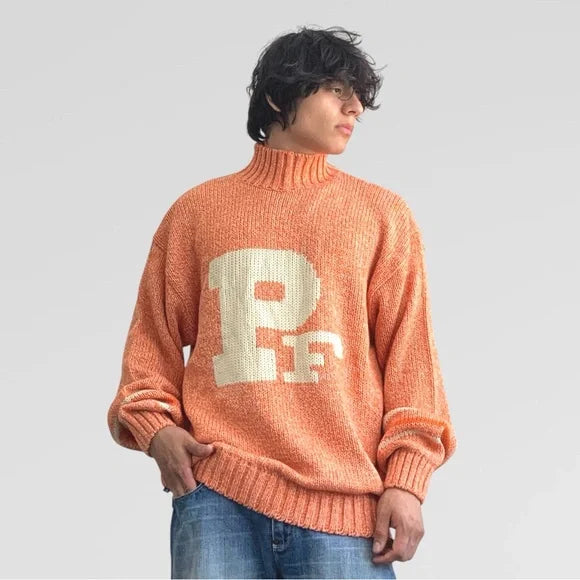 Men's Phat Farm Orange | Cream Turtleneck Sweater NWT