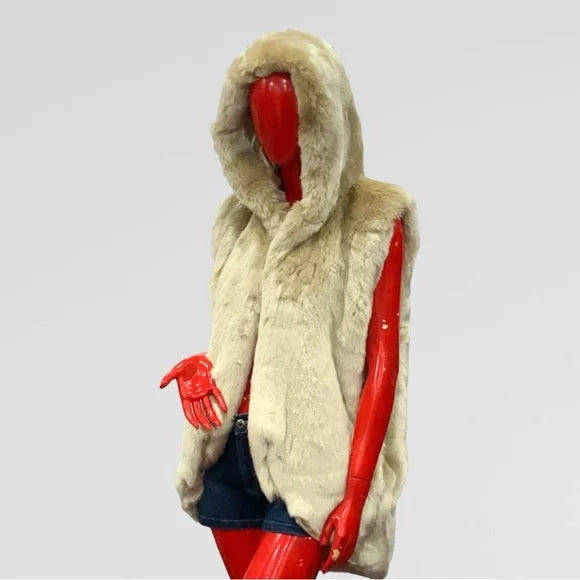 Men | Women Luxury Natural Faux Fur Hooded Vest NWT