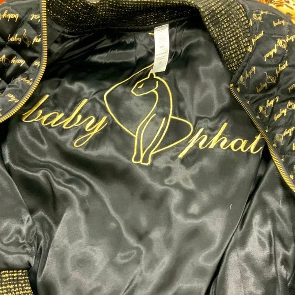 Women's Baby Phat Black | Gold All Over Jacket NWT