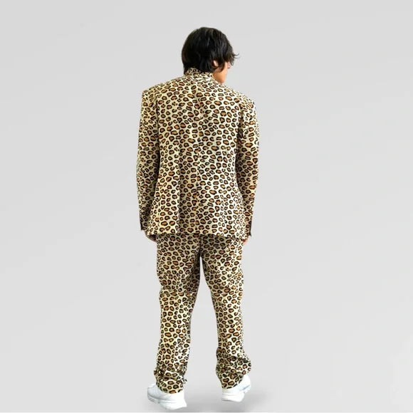 Men’s Jaguar Print Cream | Coffee | Black Suit NWT