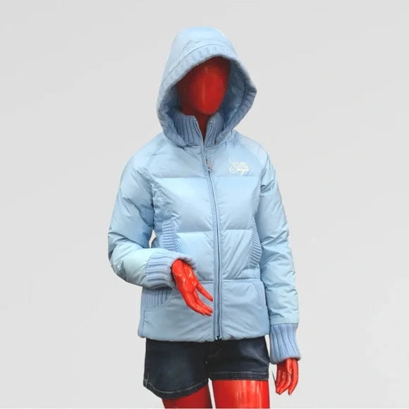 Women's Lady Enyce Sky Blue Quilted Puffer Hooded Jacket NWT