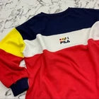 Men's Fila Navy White Red Yellow Fleece Pullover Crewneck