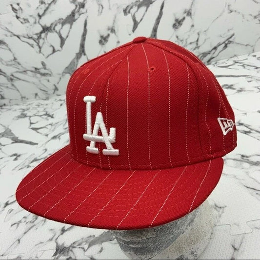 Men's New Era Cap Red | White Pinstripes LA Dodgers 59FIFTY MLB
