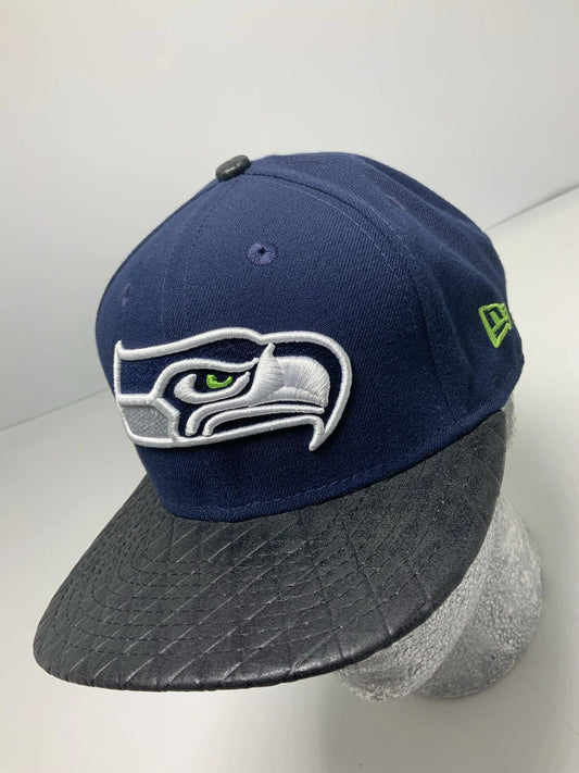 Men's New Era Cap NFL Seattle Seahawks Navy Black 9FIFTY Snapback Hat