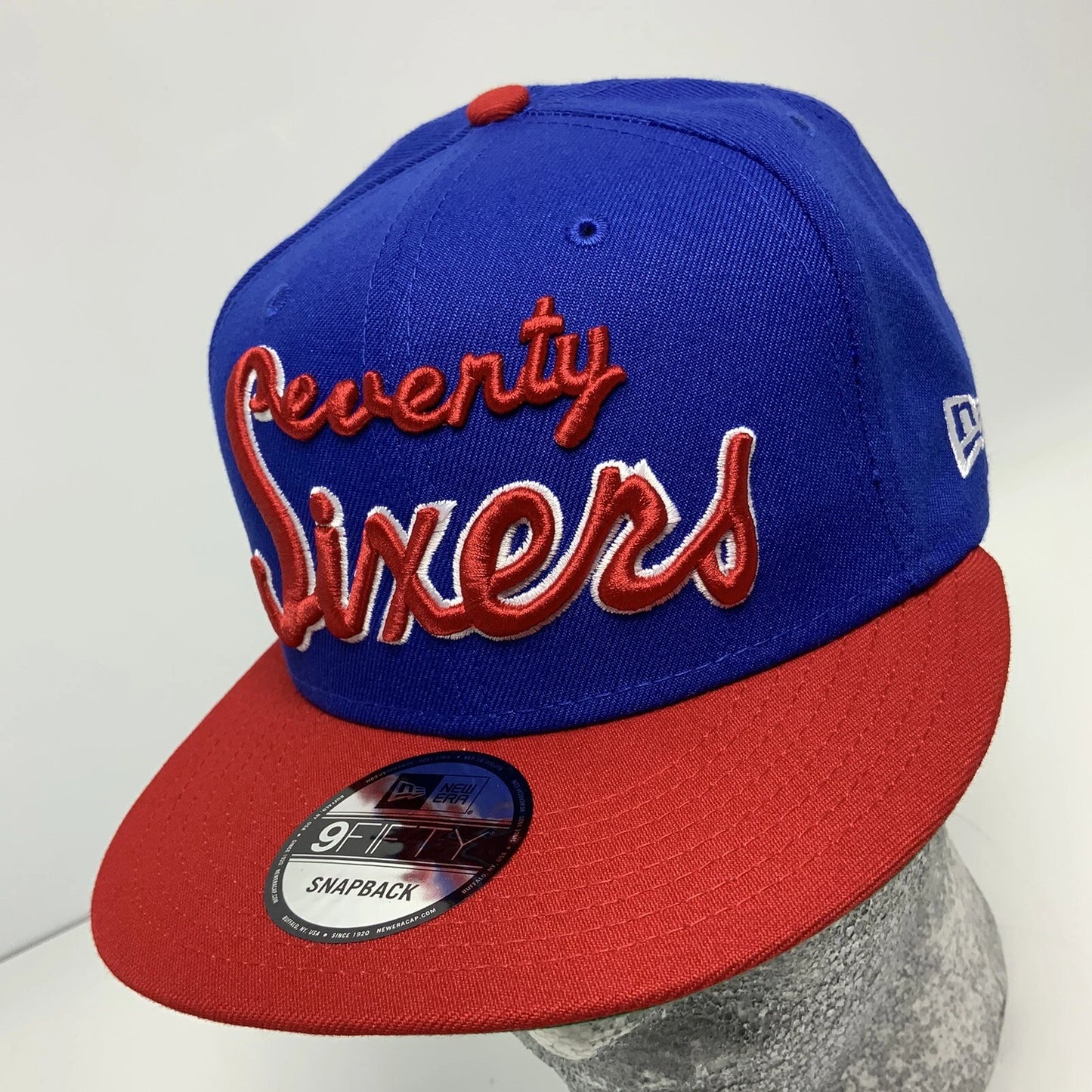 Men's New Era Cap NBA Philadelphia 76ers Royal Blue Red 9FIFTY Snapback Hat
