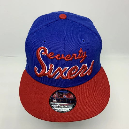 Men's New Era Cap NBA Philadelphia 76ers Royal Blue Red 9FIFTY Snapback Hat
