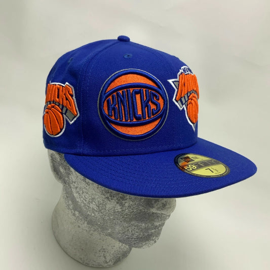 New Era Cap Royal Blue Orange All Over Logo 59FIFTY NY Knicks Limited Edition