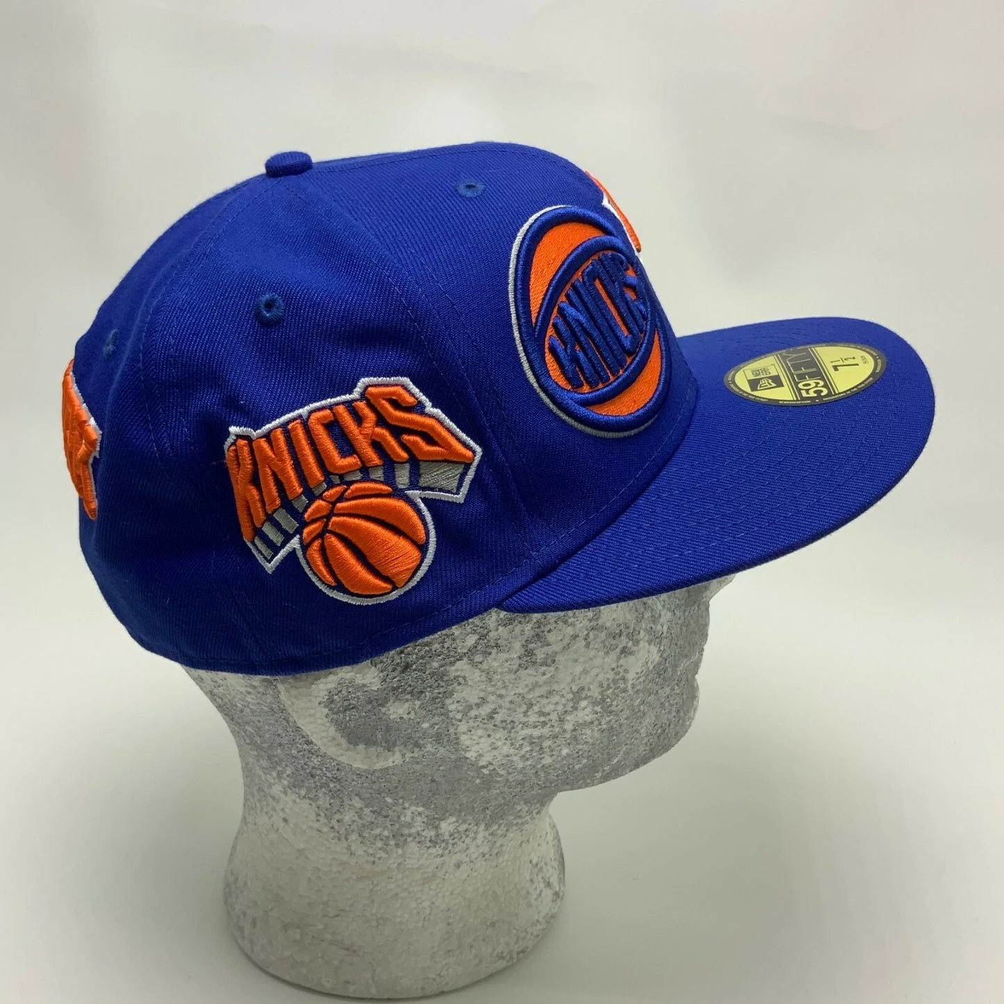 New Era Cap Royal Blue Orange All Over Logo 59FIFTY NY Knicks Limited Edition