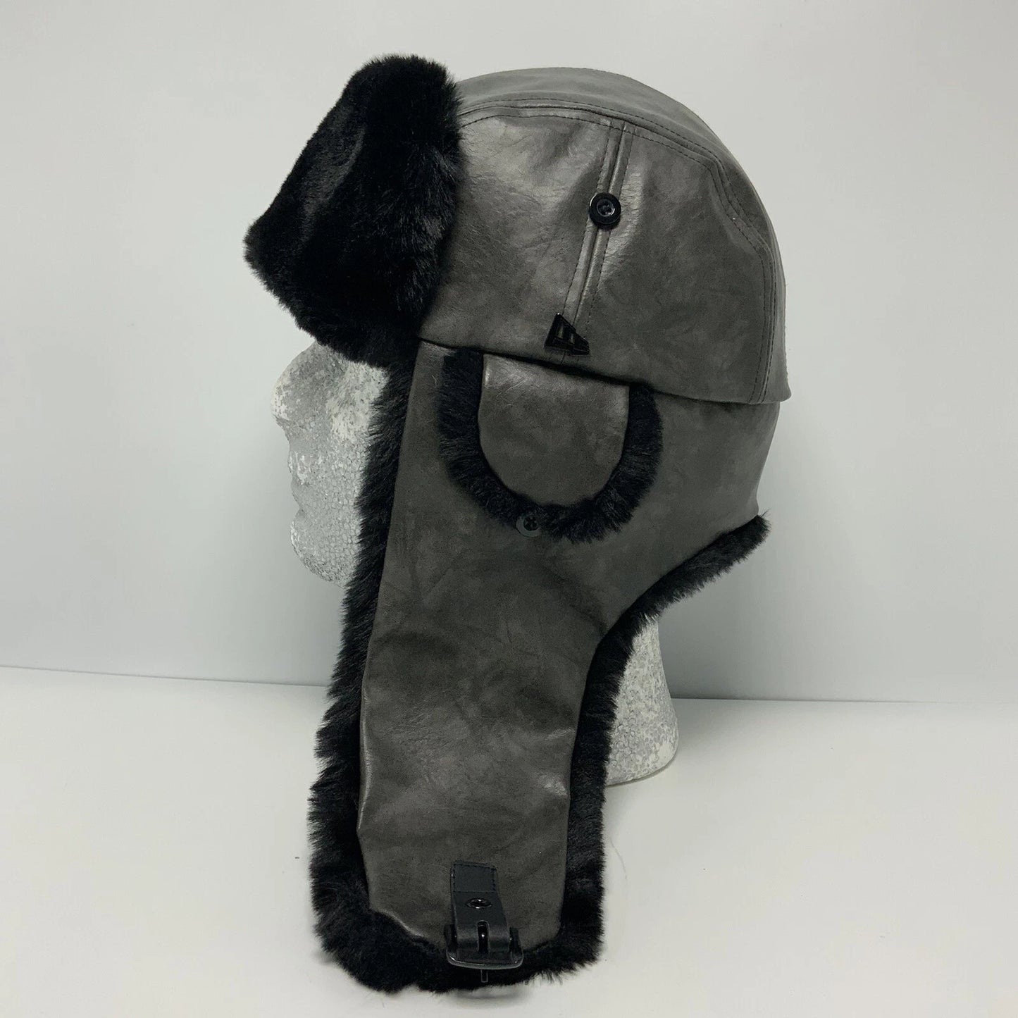 New Era Cap NBA NY Brooklyn Charcoal Grey Black Trapper Hat