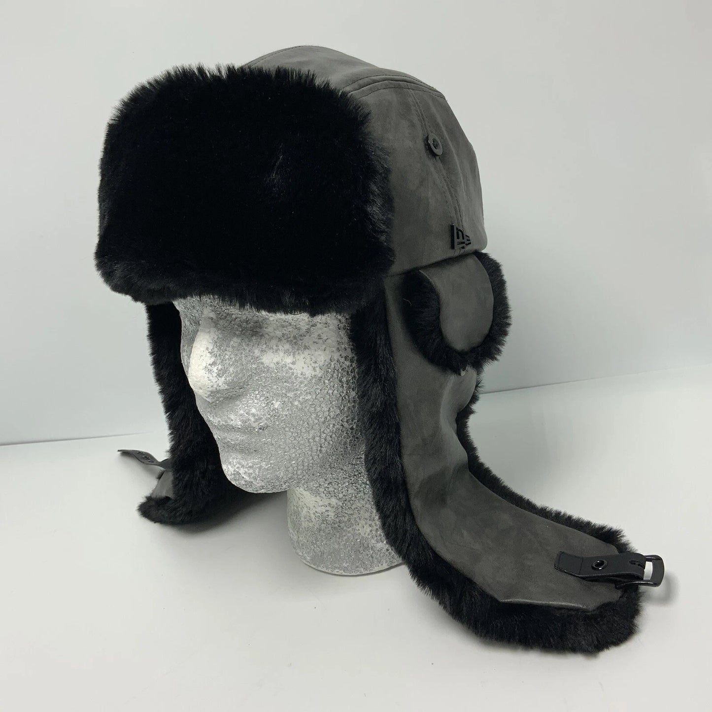 New Era Cap NBA NY Brooklyn Charcoal Grey Black Trapper Hat