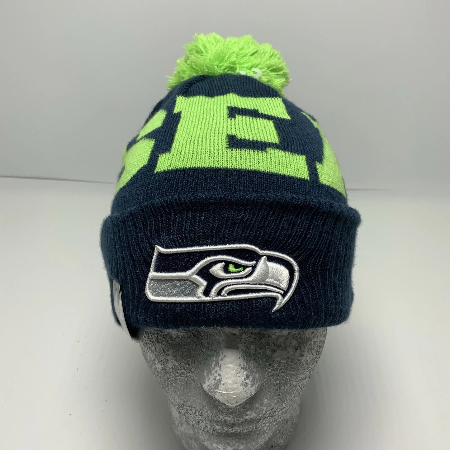 New Era Cap NFL Seattle Seahawks Lime Green Navy Beanie