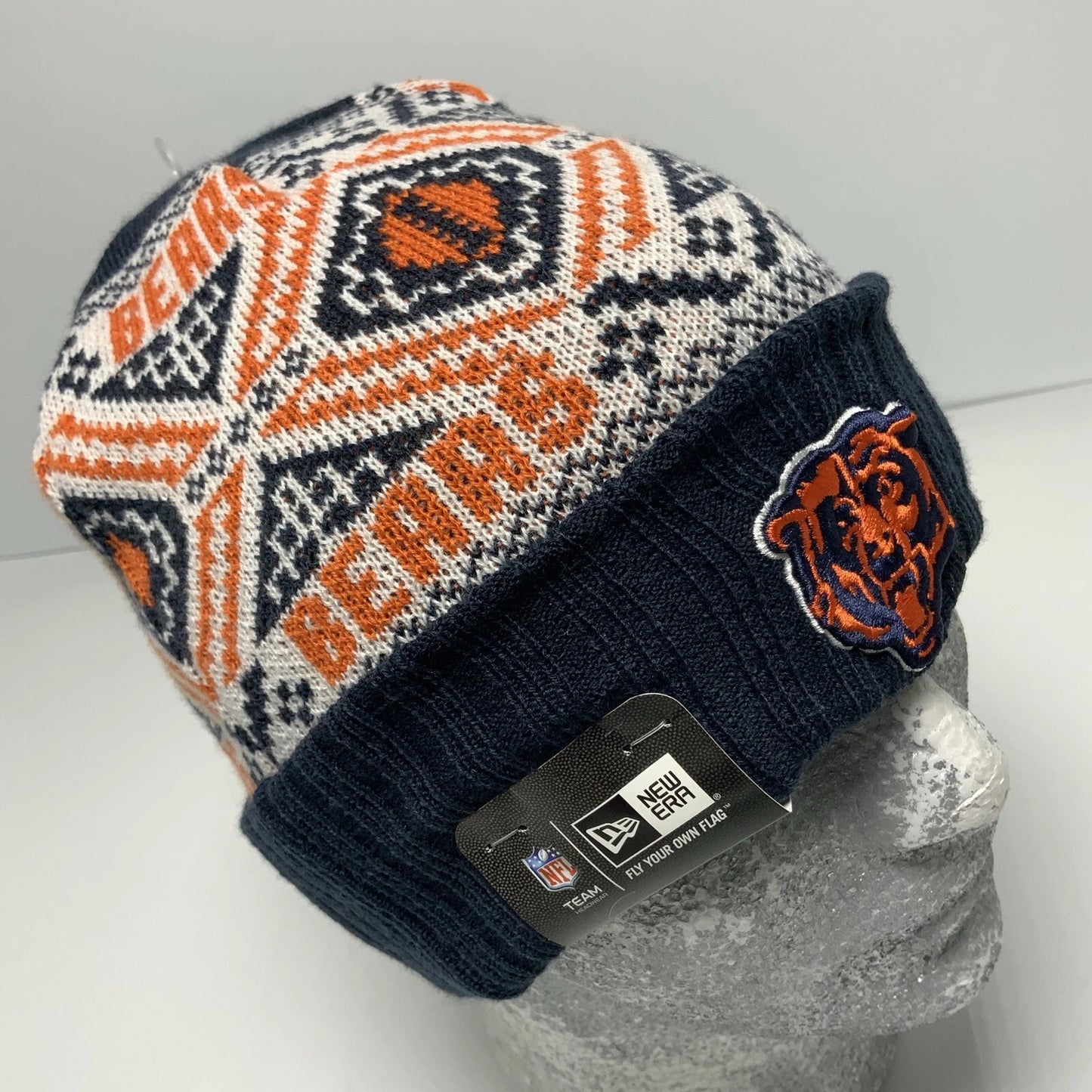 New Era Cap NFL Chicago Bears Orange Black Off White Beanie