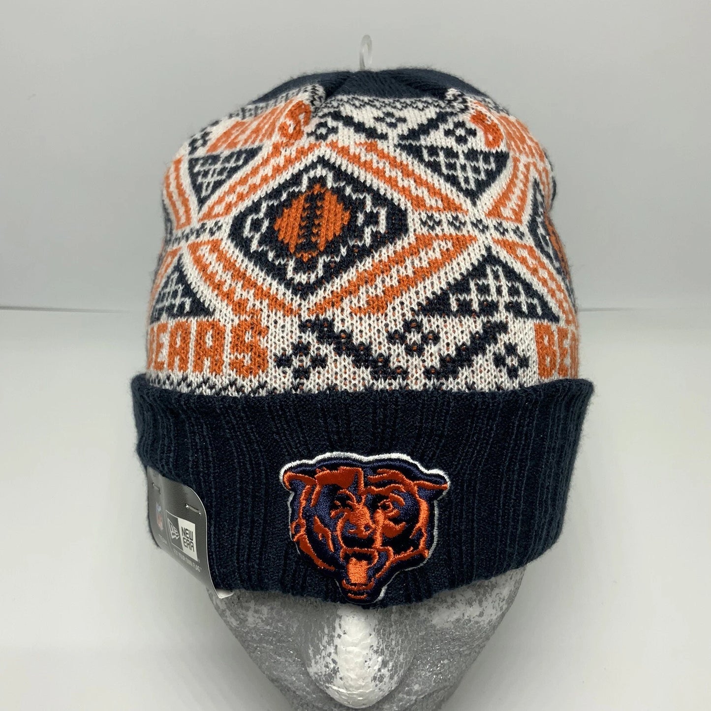 New Era Cap NFL Chicago Bears Orange Black Off White Beanie