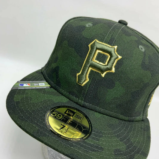 New Era Cap MLB Pittsburgh Pirates Gold Woodland Camouflage 59FIFTY Hat