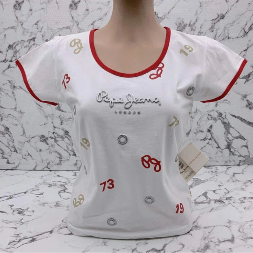 Women's Pepe Jeans Red | White British Flag Tee Shirt NWT