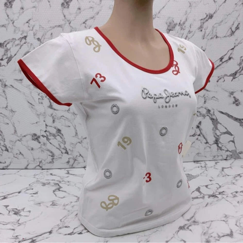 Women's Pepe Jeans Red | White British Flag Tee Shirt NWT