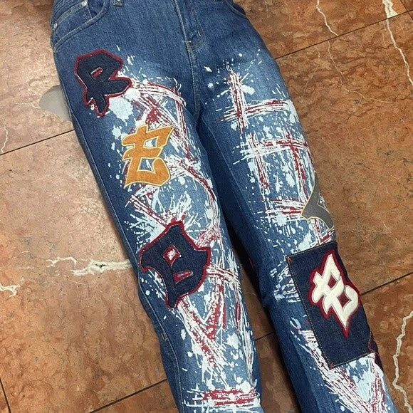 Women's Request Blue All Over Denim Pants