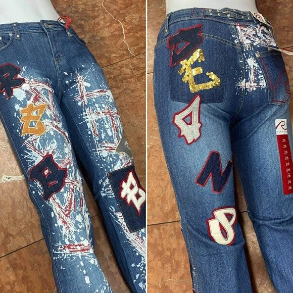 Women's Request Blue All Over Denim Pants