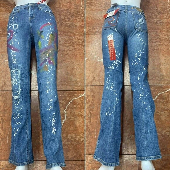 Women's Request Blue All Over Denim Pants NWT