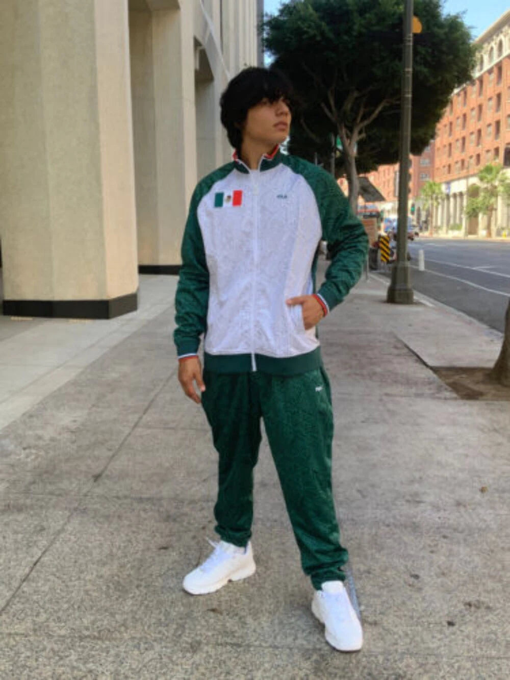 Men’s Fila Dk Green | White | Red Mexico Graphic Casual Tracksuits Outfits Sets
