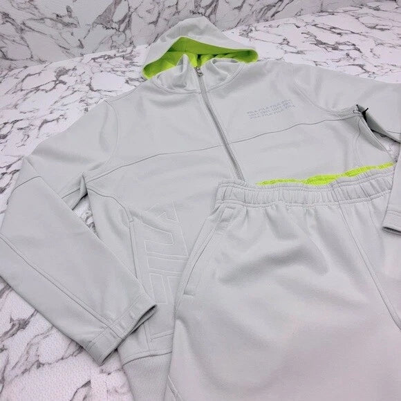 Men's FILA Light Grey Full Zip Hooded Short Set