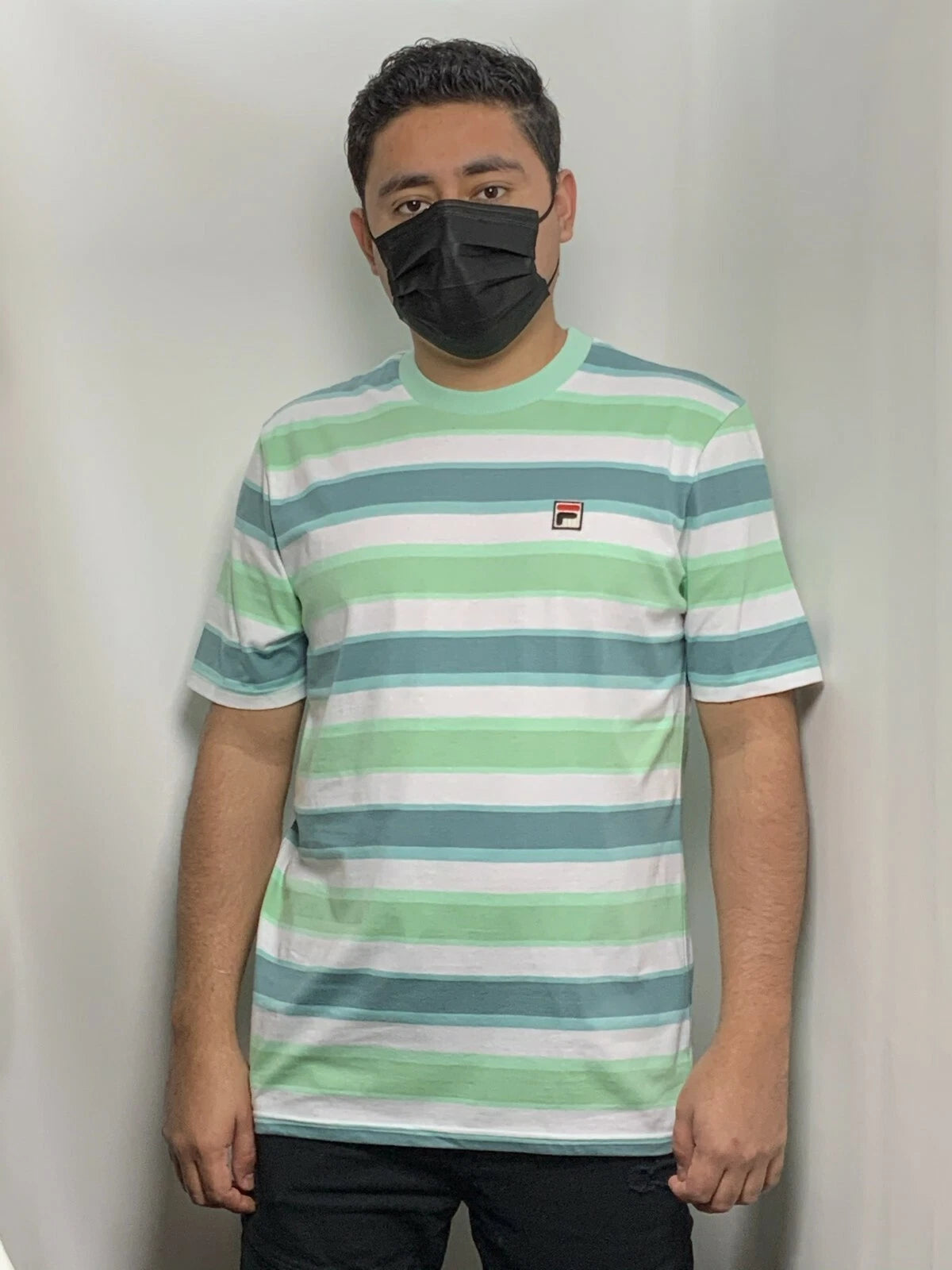 Men's Fila Turquoise | White | Teal Short Sleeve Tee Shirt