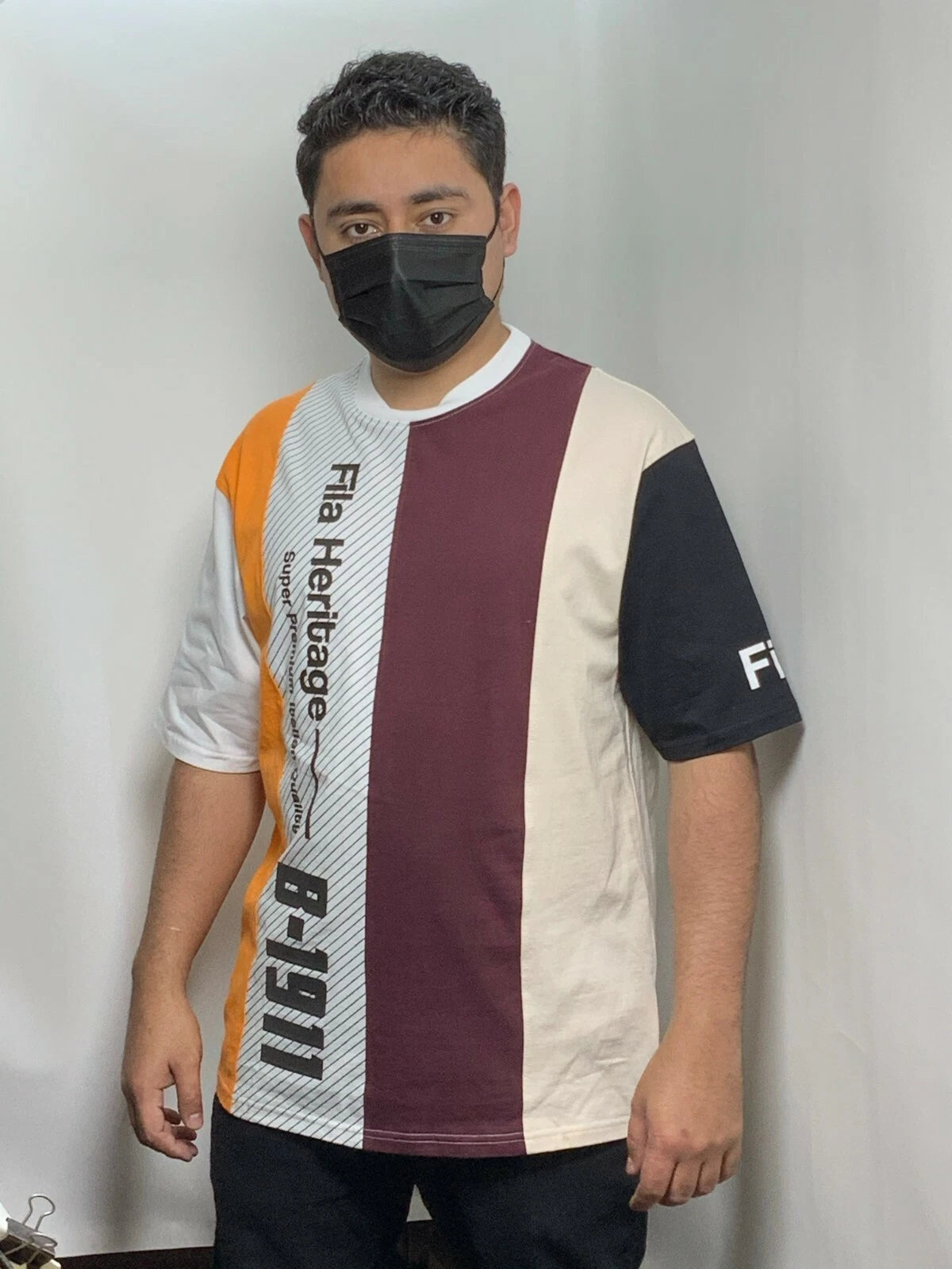 Men's Fila White | Yellow | Burgundy | Cream | Black Short Sleeve Tee Shirt